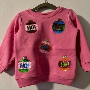Mud Pie Pink Sequin Ornament Sweatshirt